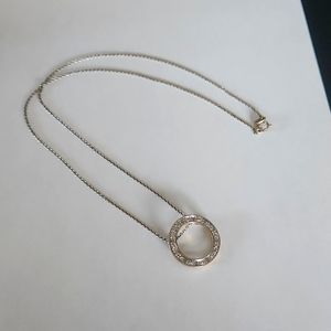 Sterling silver gold plated diamond circle necklace